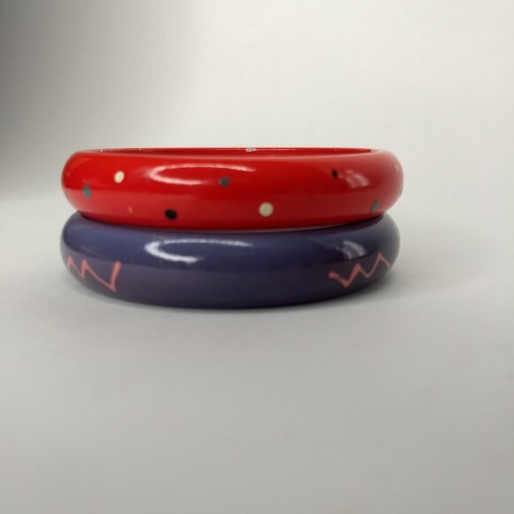 Painted Wood Stacking Bangle Bracelet Lot Purple Red 80s 90s Retro Kidcore Fun - Picture 2 of 15